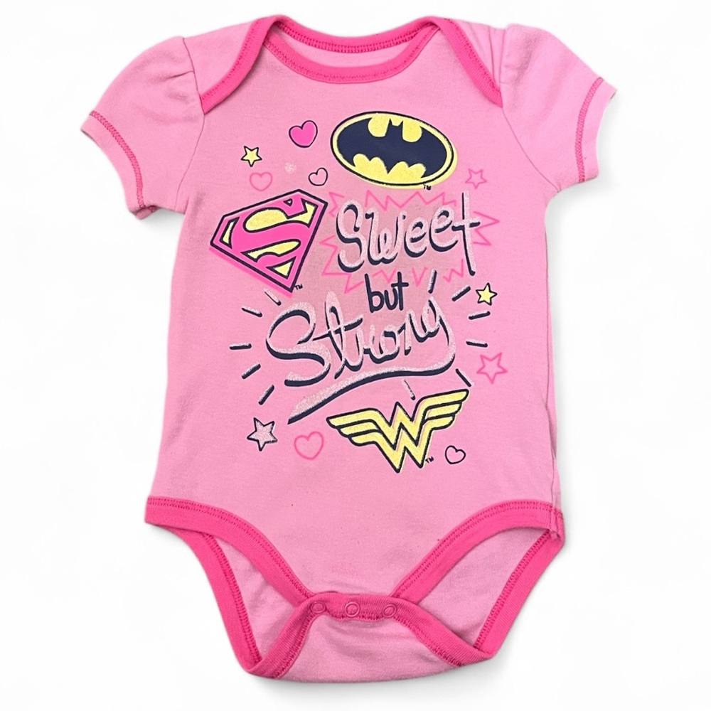 DC Comics Warner Bros Baby Girl Pink Superhero Onesie - Size 6/9 Months